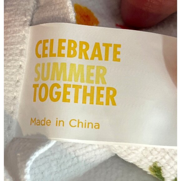 Terry Hand Tea Towels Set Kitchen Summer Tropical Sunset Palm Tree Blue White - Picture 4 of 7